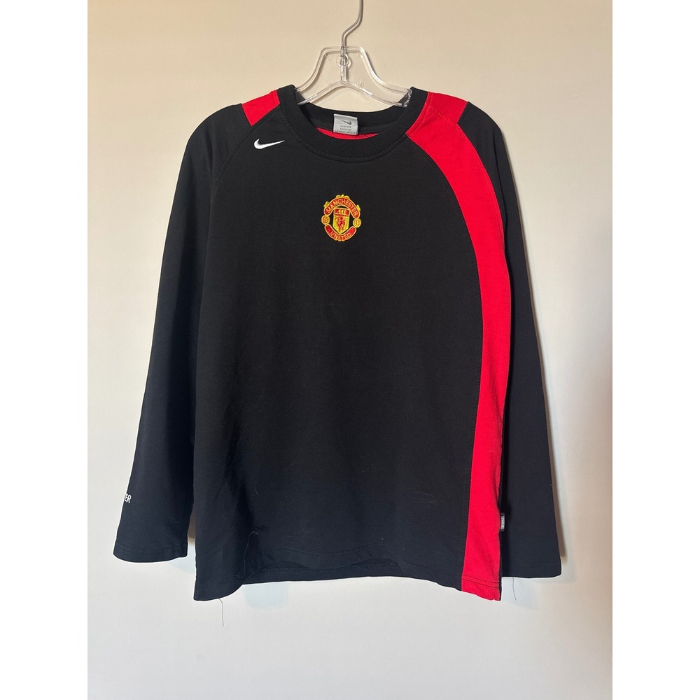 Nike Manchester United Kids Long Sleeve Soccer Shirt Large L 100% Cotton